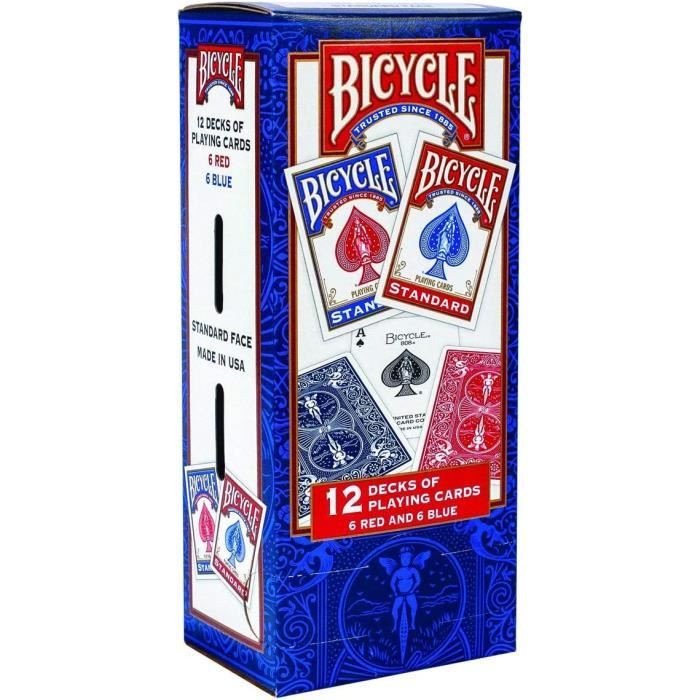 BICYCLE POKER Lot de 12 jeux (6 Jeux Bleus 6 Jeux Rouges)[446