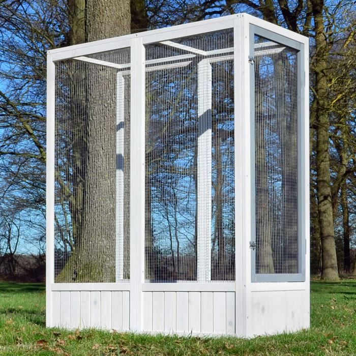 Volière Cage à oiseaux en bois de haute qualité Luise 310 Gris Extensible 52 x 114 x 136