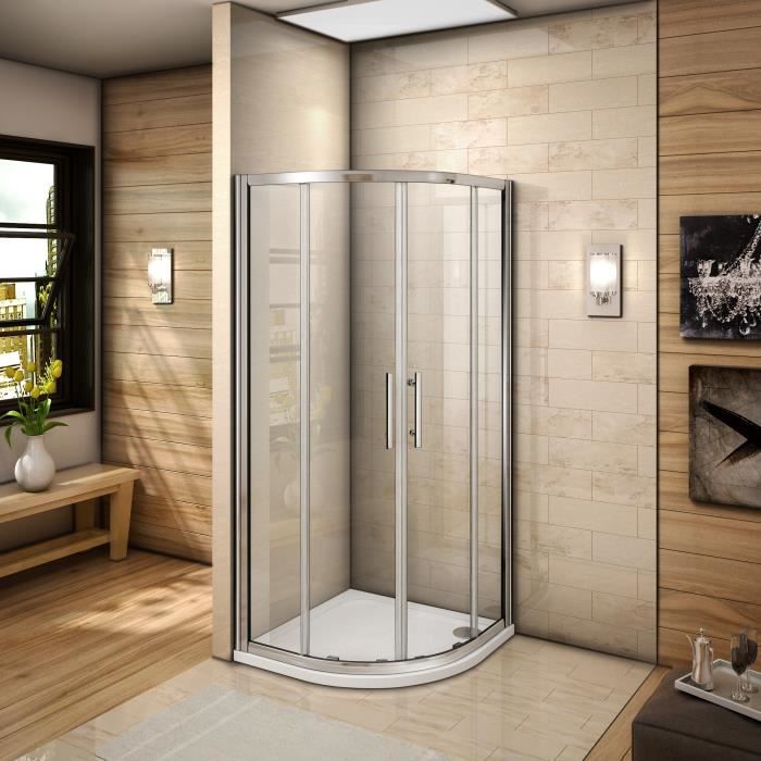 Cabine de douche 80x80x195cm 1//4 de rond en verre anticalcaire