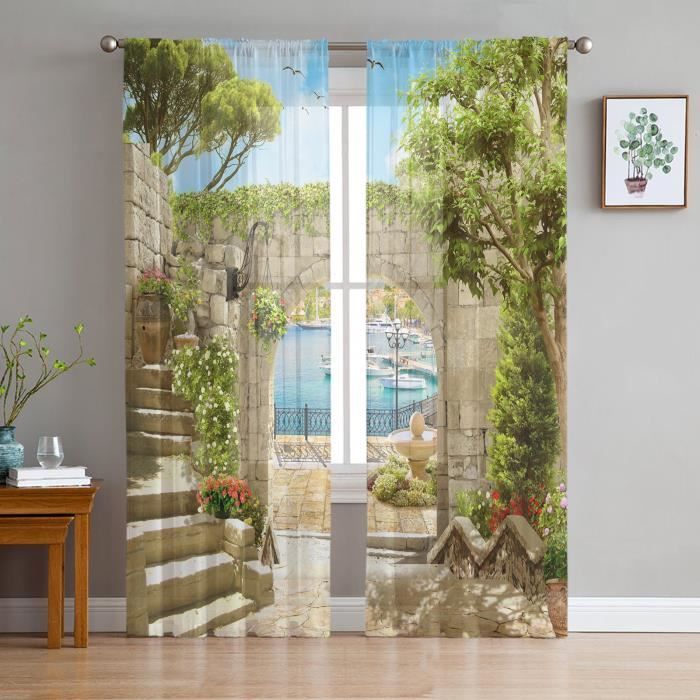 Lot De 3 Rideaux De Porte/Fenêtre Déco Arabesques Noir - Neuf