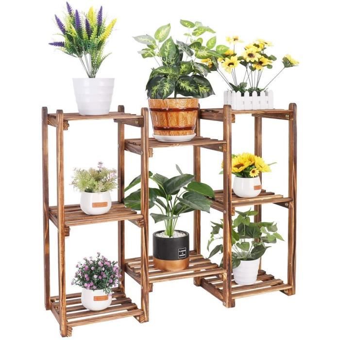 Support de Plante Réglable de simplicité,présentoir de Pot de Fleur en Bois Porte-Plante en Bois rétro Milieu du siècle Support en Pot pour intérieur et extérieur pour Salon Jardin Balcon Coin