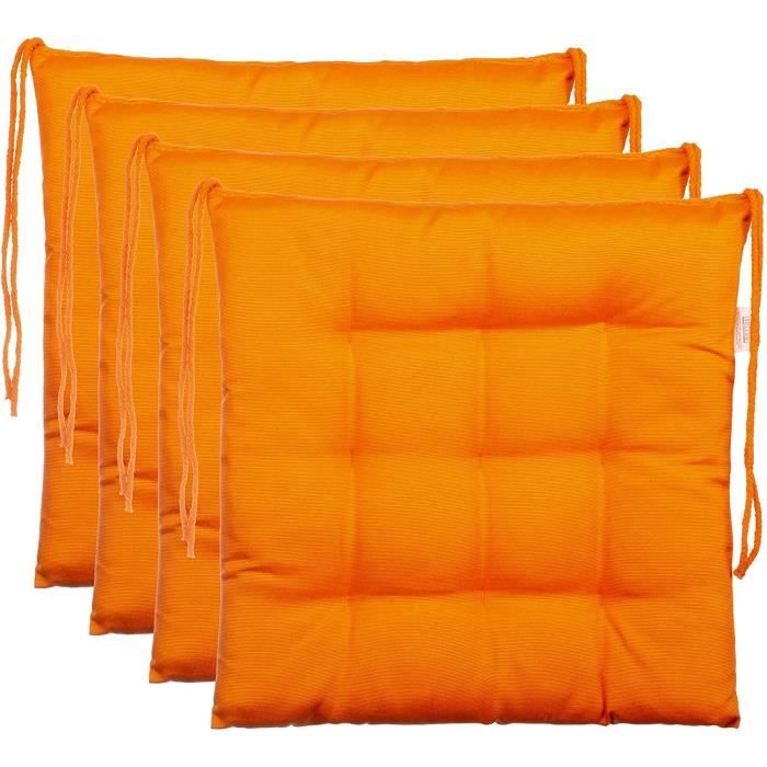 Lot De 2 Coussins D'assise 40x40 Cm - Housse Duvet De Maïs, Rembourrage Coton - Pour Intérieur Et Extérieur - 14