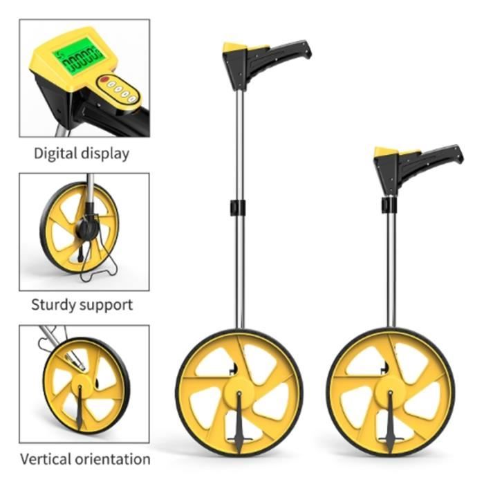 Sjlerst Roulette de Mesure à Main 0‑9999.9m/0‑9999.9ft Roue de Mesure Mécanique pour Distance - Bricolage