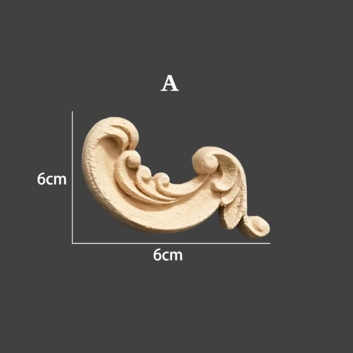 Lot De 4 Appliques/décalcomanies En Bois Sculpté Pour Décoration - Couleur Kaki - Neuf