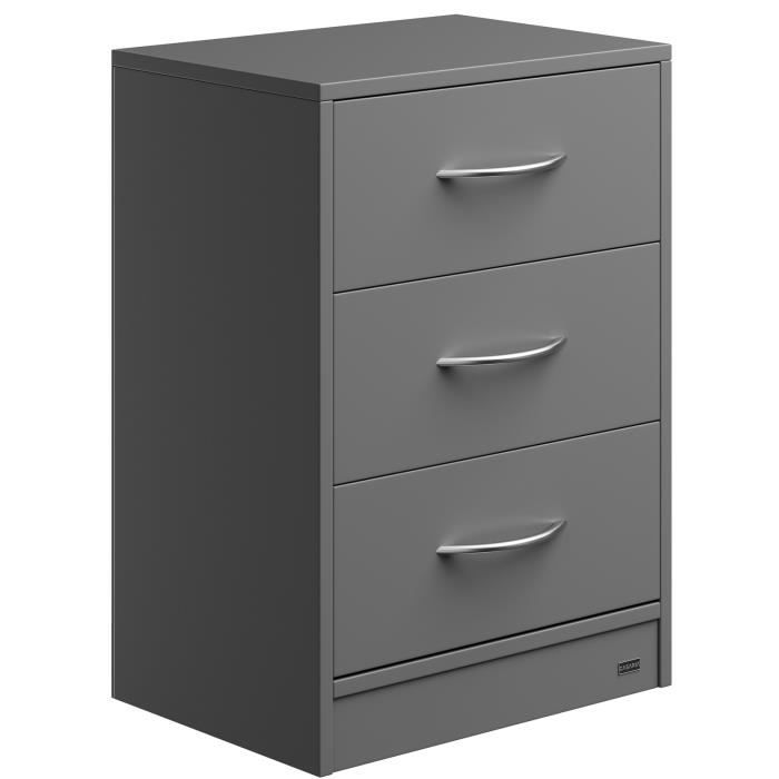 Lot De 2 Tables De Nuit Blanc 3 Tiroirs - Meuble Chevet Casaria 54x39x28cm
