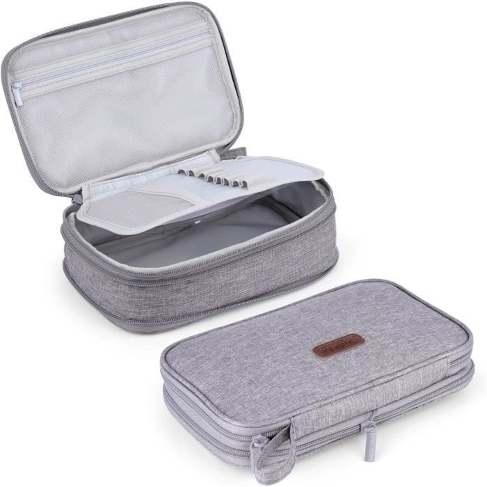Trousse à Crayons Noire Pailletée - 21x5.6x6.1 Cm, Cuir PVC, Zip, Forme Triangulaire, école Et Bureau - 7