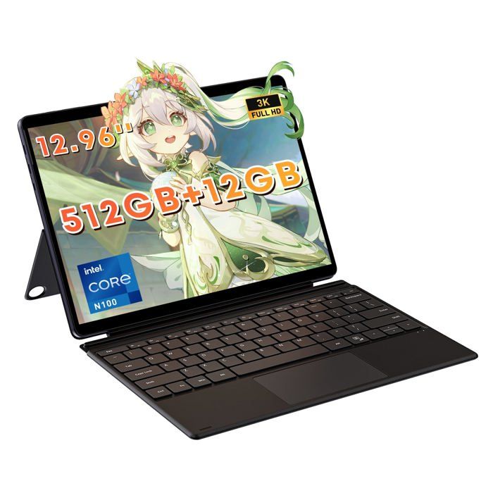 CHUWI Hi10 Max – Ordinateur Portable 2en112.96 2K Windows 11Intel N100 12Go/512Go SSDClavier MagnétiqueWiFi 6Gris