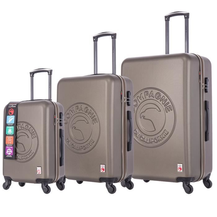 COMPAGNIE DE CALIFORNIE - Ensemble de 3 valises à roulettes gris - cc-t366 grey