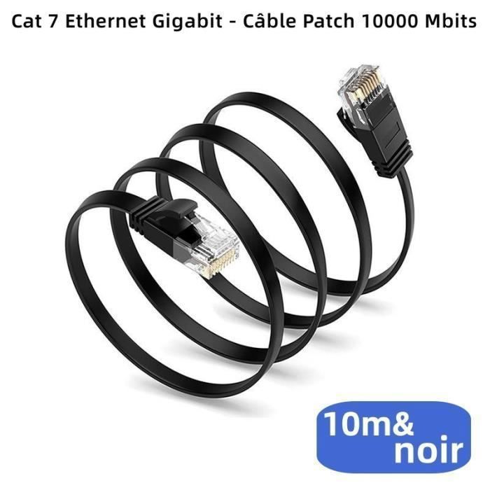 Câble CAT 7 RJ45 Plat Cable LAN Réseau RJ45 10Gbps 600MHz
