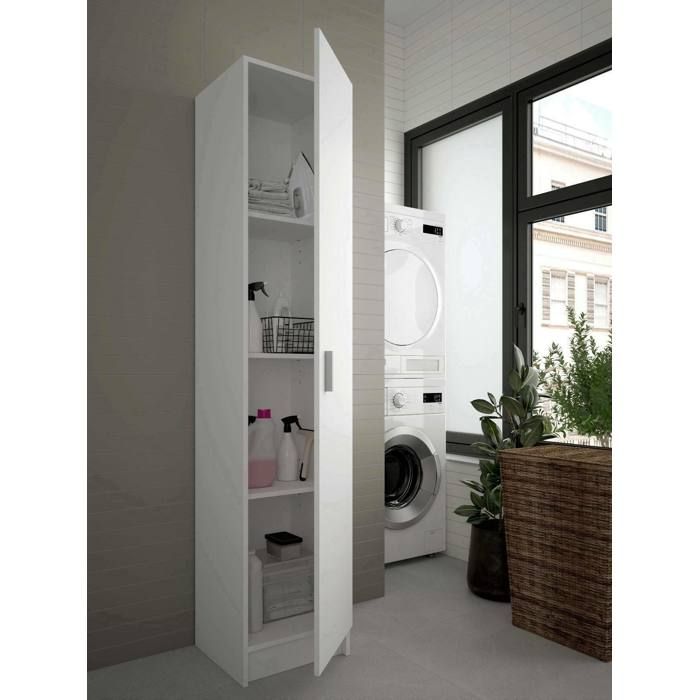 Dmora - Armoire polyvalente Alexander 1 porte 37x37xh180 cm Blanc Panneau effet bois Dmora - Armoire polyvalente Alexander 1 porte 37x37xh180 cm Blanc Panneau effet bois