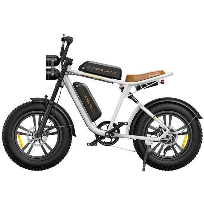 VTC electrique adulte ENGWE M20 autonomie 150km tout suspendu 20 pouces fat bike de ville VTT draisienne electrique 48V13Ah*2 blanc