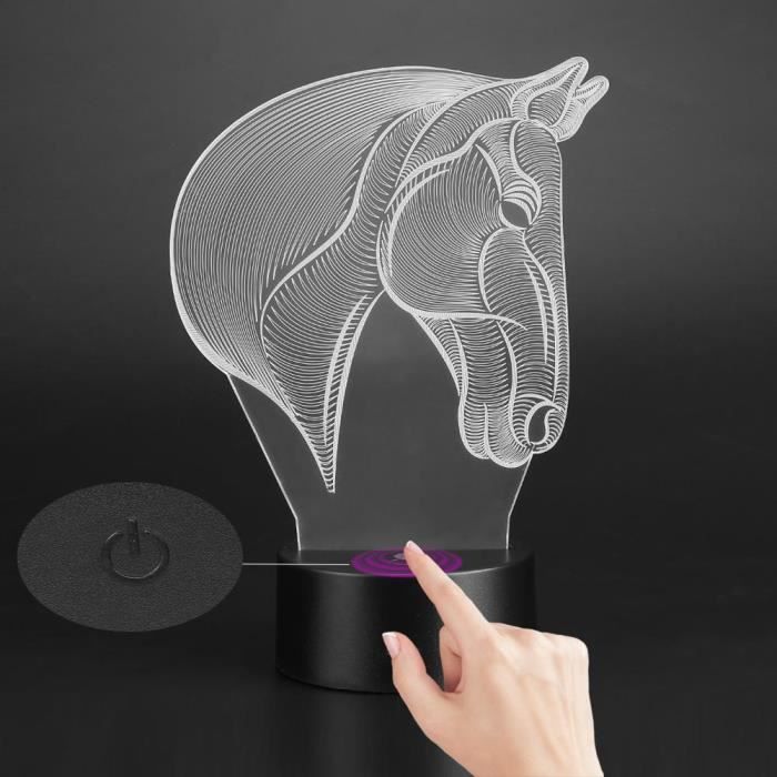 ESTINK lampe de bureau 3D Lampe de bureau LED motif cheval créatif 7 couleurs changeantes interrupteur tactile Table veilleuse