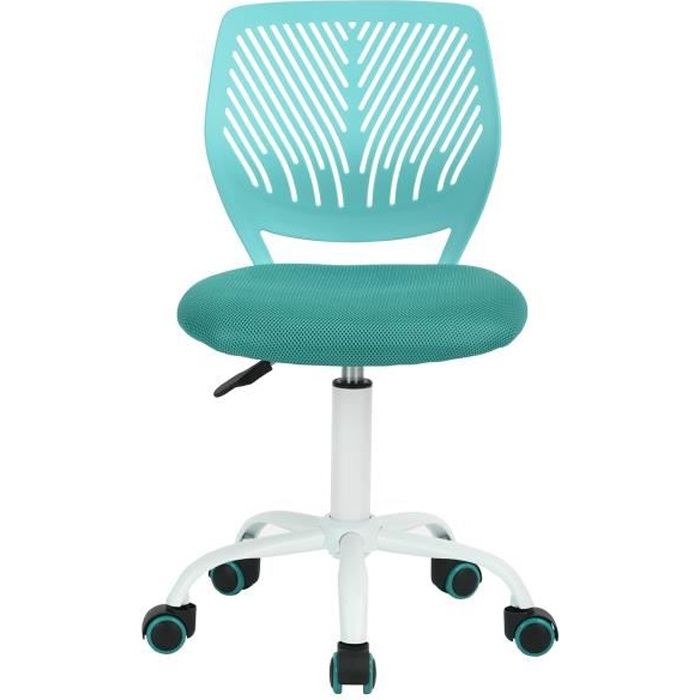 FurnitureR Chaise de bureau Adolescents Pivotante Réglable avec Siège en Tissu Ergonomique Turquoise FurnitureR Chaise de bureau Adolescents Pivotante Réglable avec Siège en Tissu Ergonomique Turquoise