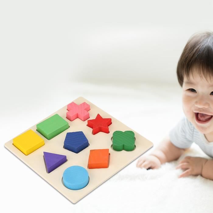 Puzzle en bois pour enfants - FYDUN - 9 pièces - Formes géométriques - Jouet éducatif
