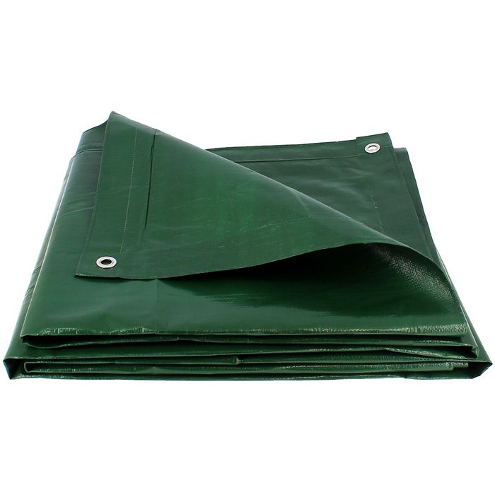 Bâche Multifonction WERKA PRO 240g/m² - 1,5x6m - Noire/verte - Œillets Tous Les 50cm - Anti-UV