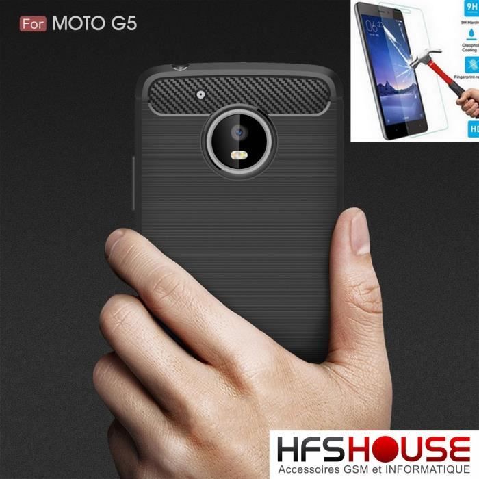 Coque Motorola Moto G62 5G, Fibre Carbone Noir, Silicone TPU, Antichoc