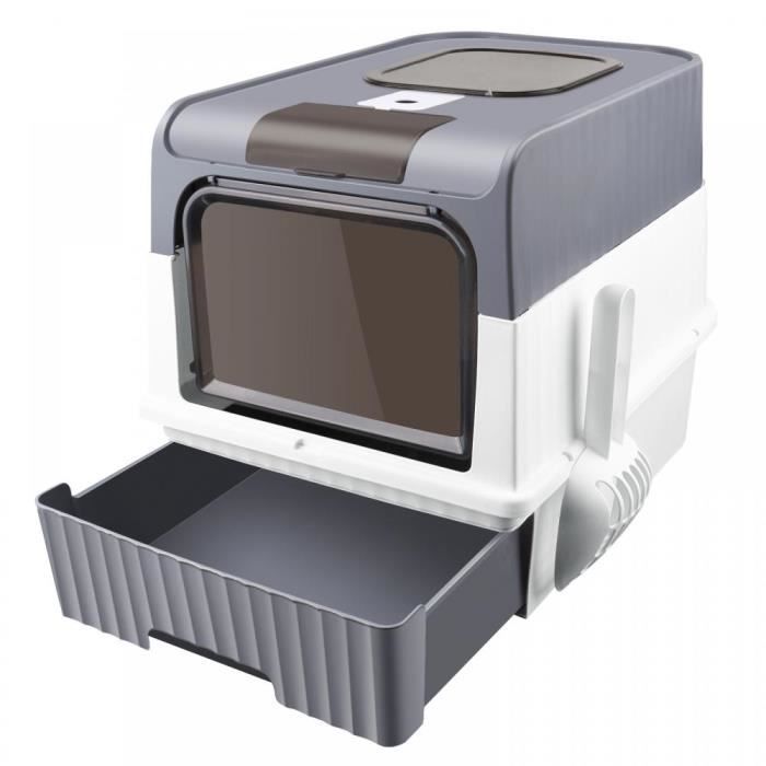Meilleurs prix pour Bac à Litière Fermé, Maison de Toilette, Plateau Amovible, Pelle, Brosse, pour Grand Chat,Anti-Traces, Anti-fuites, Gris
