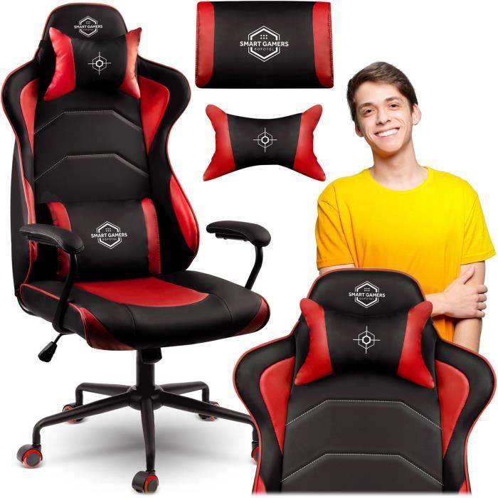 Fauteuil gaming - JANSPORT - Katarina - Rouge - Rembourrage respirant - Hauteur réglable