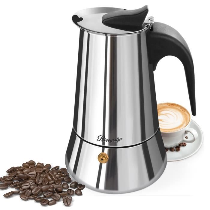 Cafetière italienne Inox 6 Tasses 300ml, Cafetière Moka, Espresso Maker