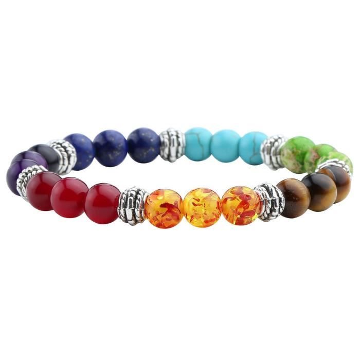 Bracelet - JOVIVI - 7 Chakras - Pierre Précieuse - Élastique - Unisexe