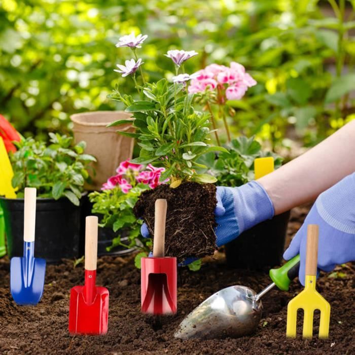 Kit jardinage adulte femme, outils de jardinage 5 pièces outils jardinage  avec pelles truelle, transplanteur, râteau à main, gants - Cdiscount Jardin