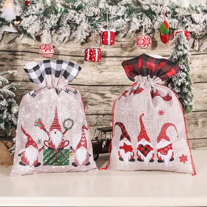 Sac cadeau de deals noel en jute