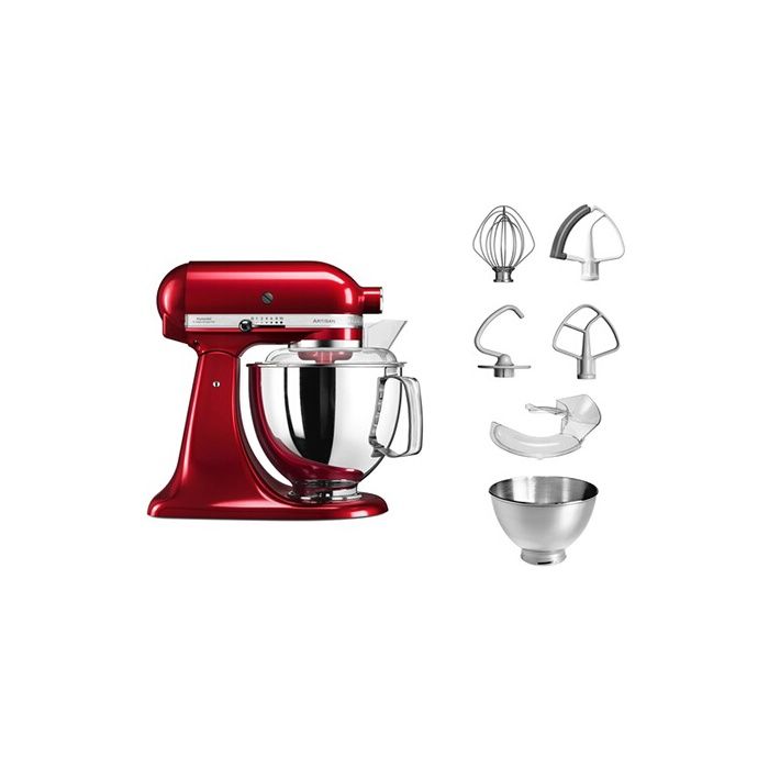 Robot pâtissier sur socle KitchenAid Artisan 5KSM175PSECA - Rouge - Bol en inox de 4,8 L - 300 W