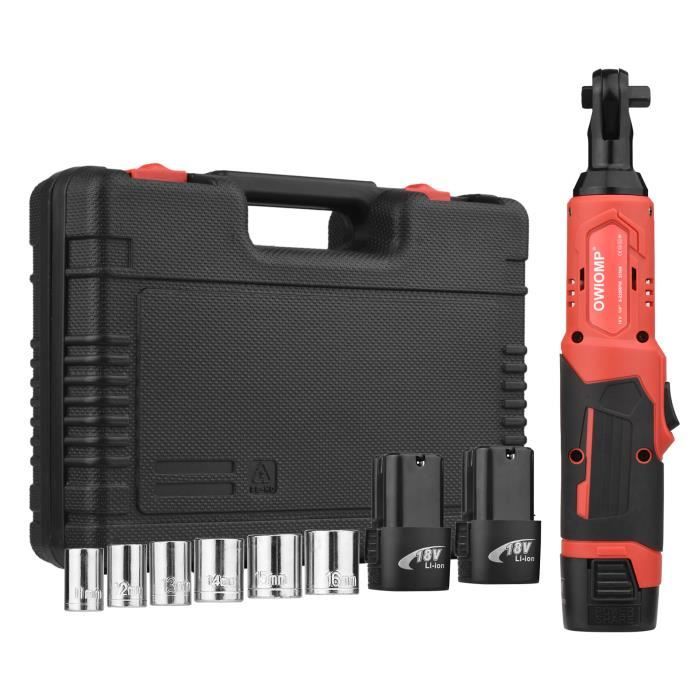 Clé à Choc Sans Fil 3/8 18V - 45N.m, Avec Lumière LED - Pour Mécanique Auto, Bricolage - Kit Complet