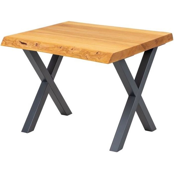 lamo manufaktur table basse en bois - industriel - salon - 60x60x47cm - frêne rustique - pieds métal gris - modèle design