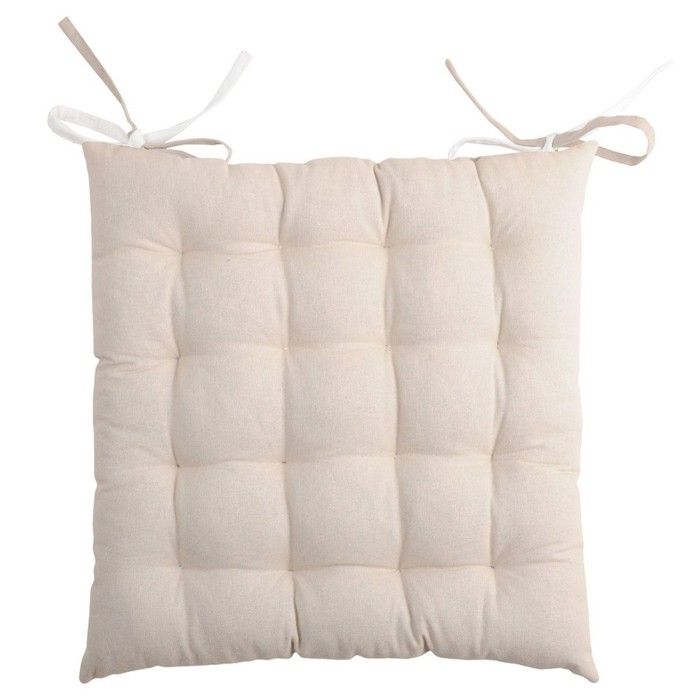 Lot de 4 galettes de chaise 16 points 40x40 Duo écru lin coton Lot de 4 galettes de chaise 16 points 40x40 Duo écru lin coton
