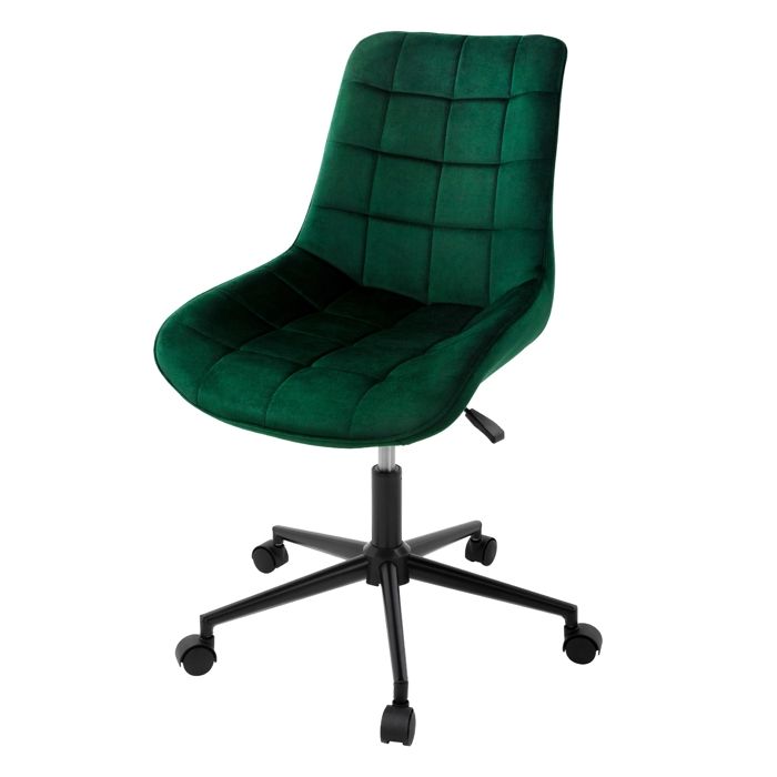 Chaise de bureau à roulettes Vert avec revêtement en velours et piètement métallique ML-Design