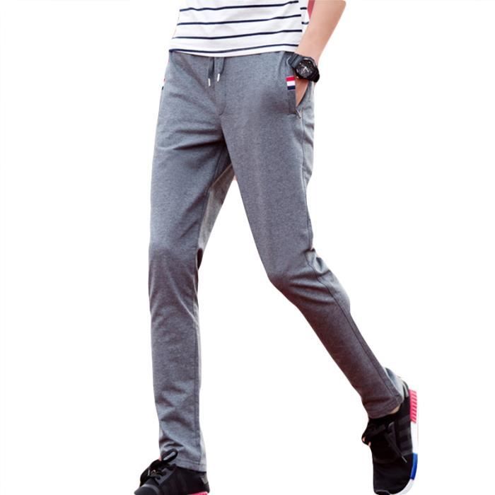 Pantalon de jogging Homme grande taille en mince Droit Pantalon Homme Mode Casual Noir Gris