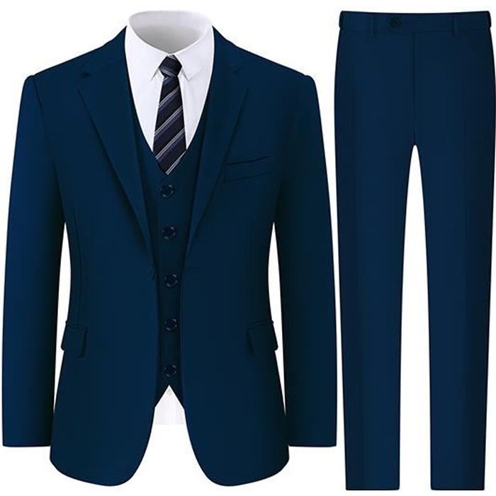 MINTGREEN Costume Homme Slim Fit 4pcs - Bleu Marine -