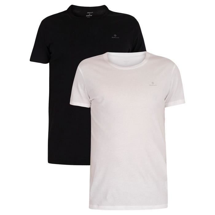 Gant Pour des hommes Lot de 2 t-shirts à col rond Lounge, Noir