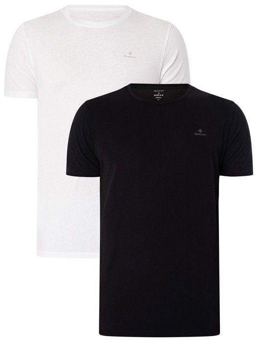 Gant Pour des hommes Lot de 2 t-shirts à col rond Lounge, Noir