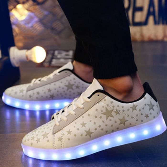 Chaussure Basket Clignotant Baskets Lumineuses ECELEN Blanc Mixte