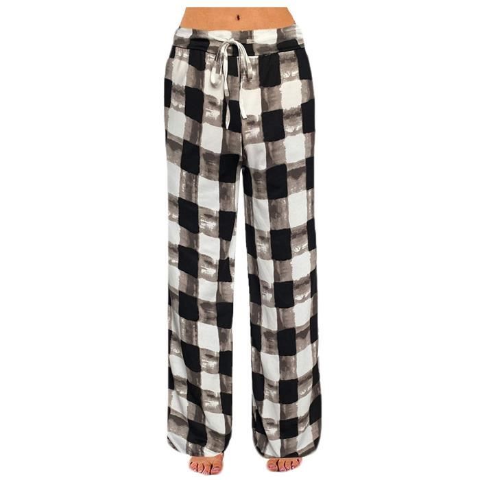 Pantalon de détente confortable à carreaux extensible pour femmes Pyjama décontracté à cordon de serrage YQX201130486BKL3