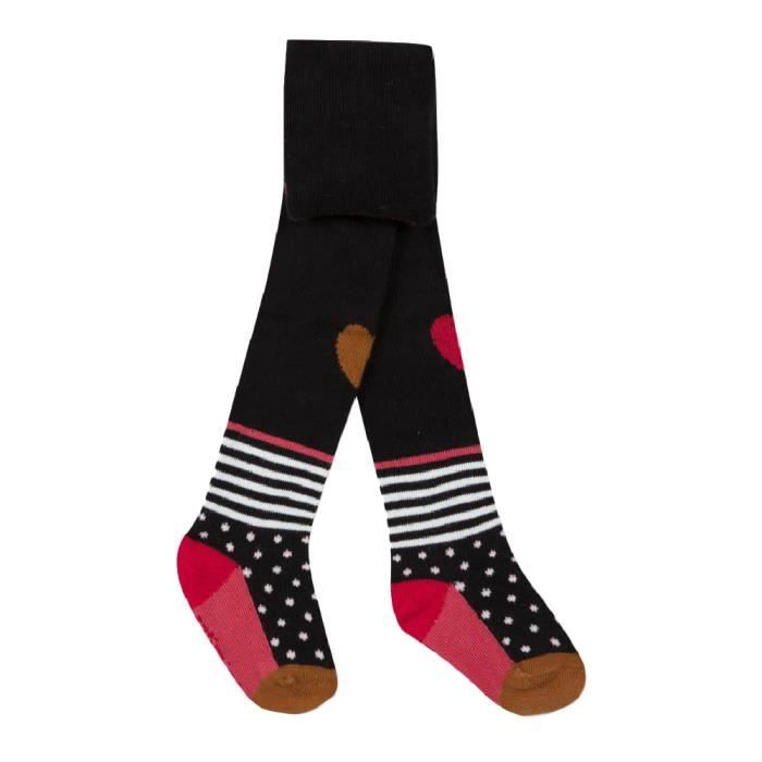 Collant Fille Cat & Jack Noir – Jambes Blanches, Os Rose, Coeur Scintillant – Taille 12-14