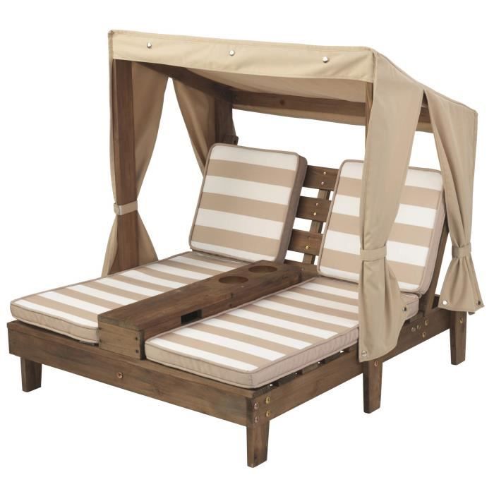 chaise longue pour enfant - nature - bois - extérieur - marron