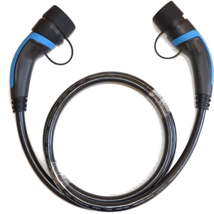 GUWIEYG Câble De Charge Type 2 CEE 22KW 32A Triphasé - 5 M Avec Affichage Digital Et Réglage De Courant - Pour Véhicules Électriques Et Hybrides - 4