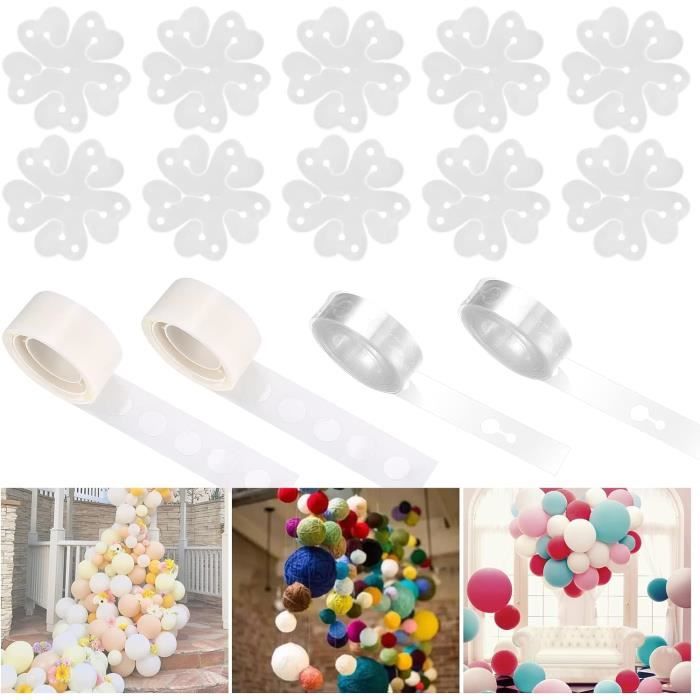 Kit Complet Arche Ballons – 6 Rouleaux Ruban Garland, 300 Points Colle, 20 Clips Fleurs, Outils De Fixation – Mariage Anniversaire Fête