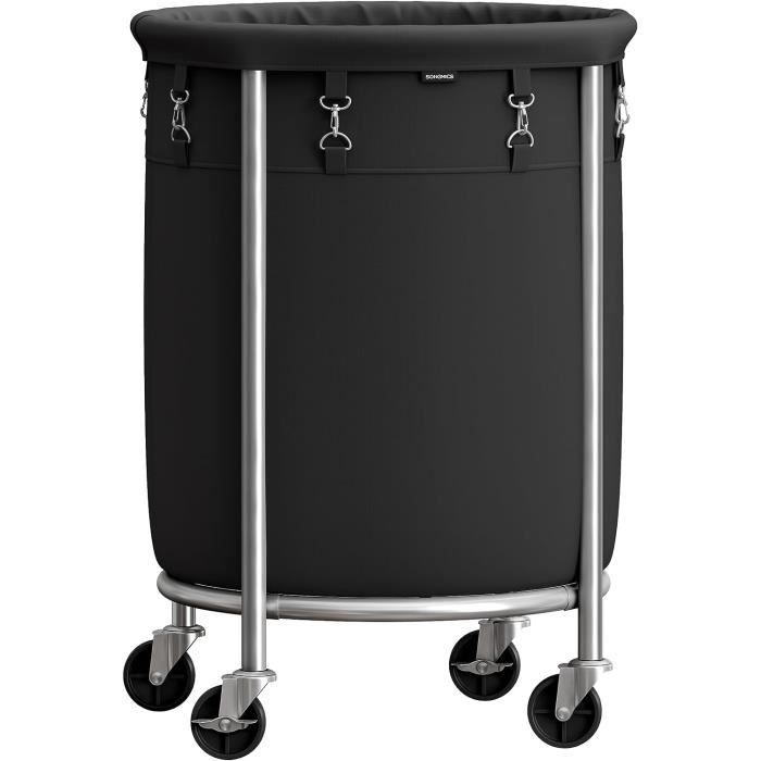 Panier à Linge 110L Avec Roulettes Et Couvercle - Panier Pliable Imperméable Sac Amovible Buanderie