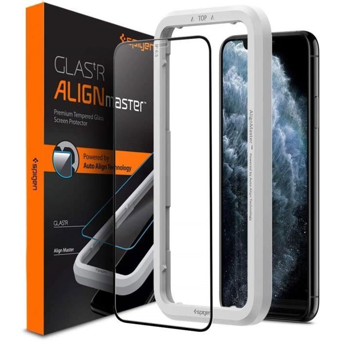 Protection écran Verre Trempé Spigen Pour IPhone 12/12 Pro - 2 Pièces, Couverture Complète, Résistance 9H