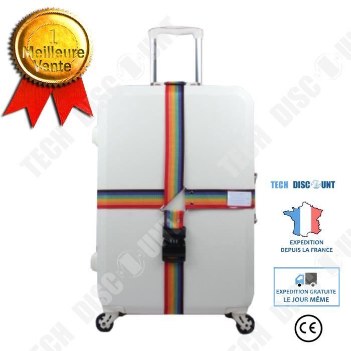 TD® Valise de sécurité avec verrouillage par mot de passe sangle de valise à bagages ceinture à bagages avec étiquette - Coloré