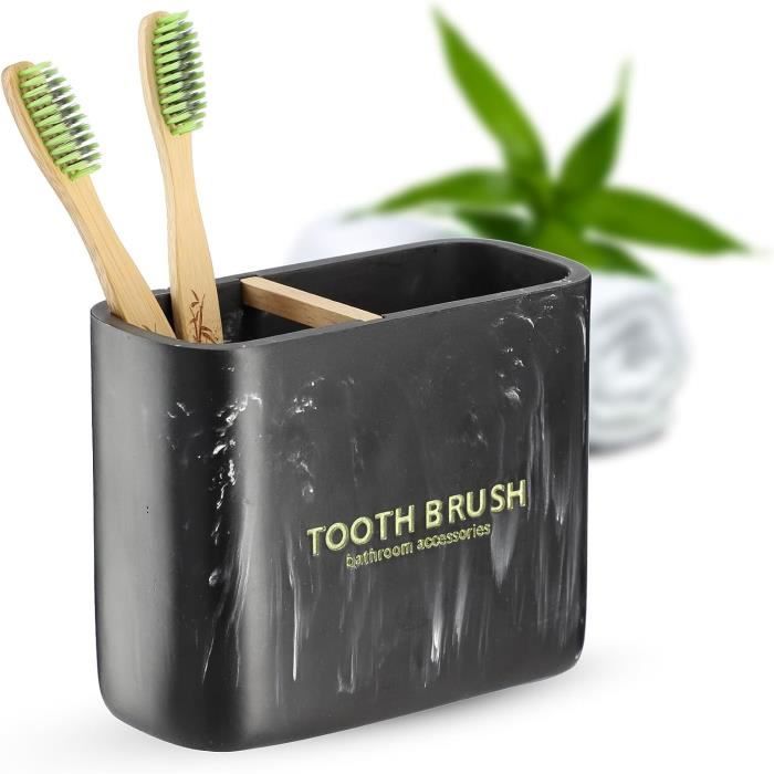 Lot de 3 pots de cure-dents en bambou - Gris/blanc/noir - Déco