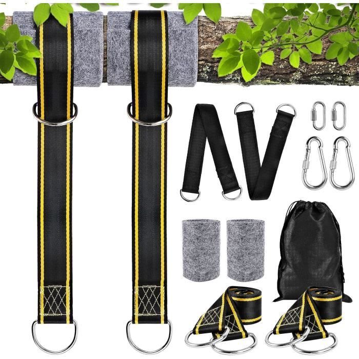 2 Sangles De Suspension Hamac Extérieur - Nylon 250kg - Avec Mousquetons Pour Balançoires