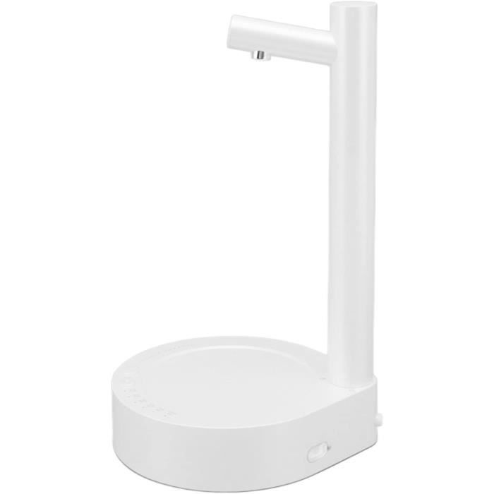 Distributeur d'eau de bureau, pompe à eau électrique amovible à 6 niveaux de débit, avec plateau, pour bouteilles universelles de 5 gallons. (Blanc