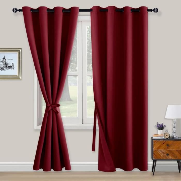 DUALIFE Lot De 2 Rideaux à Œillets Occultants Pour Chambre - 137 X 132 Cm Corail, Isolation Thermique Et Phonique