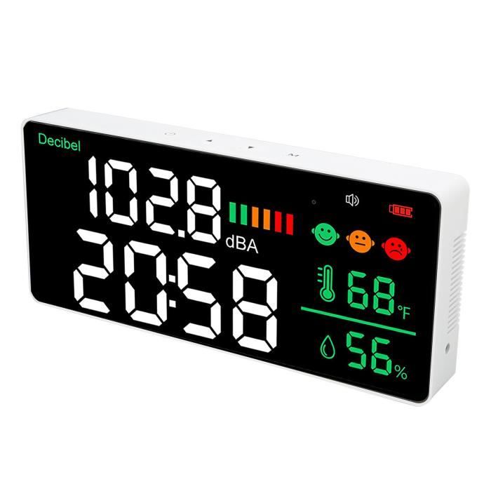 Sonomètre Rechargeable Avec Alarme Couleur | Mesure 30-130 DB, Mémoire 31000 Données, Idéal Bruit Environnemental