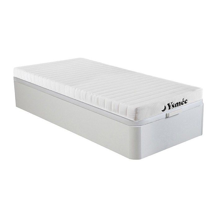 Ensemble 90 x 190 cm sommier coffre blanc + matelas mousse 7 zones ép.12cm - STELO KIDS de YSMÉE
